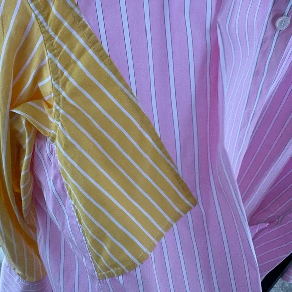CELINE Pink and Yellow Striped Button Down Shirt - Picture 2 of 4